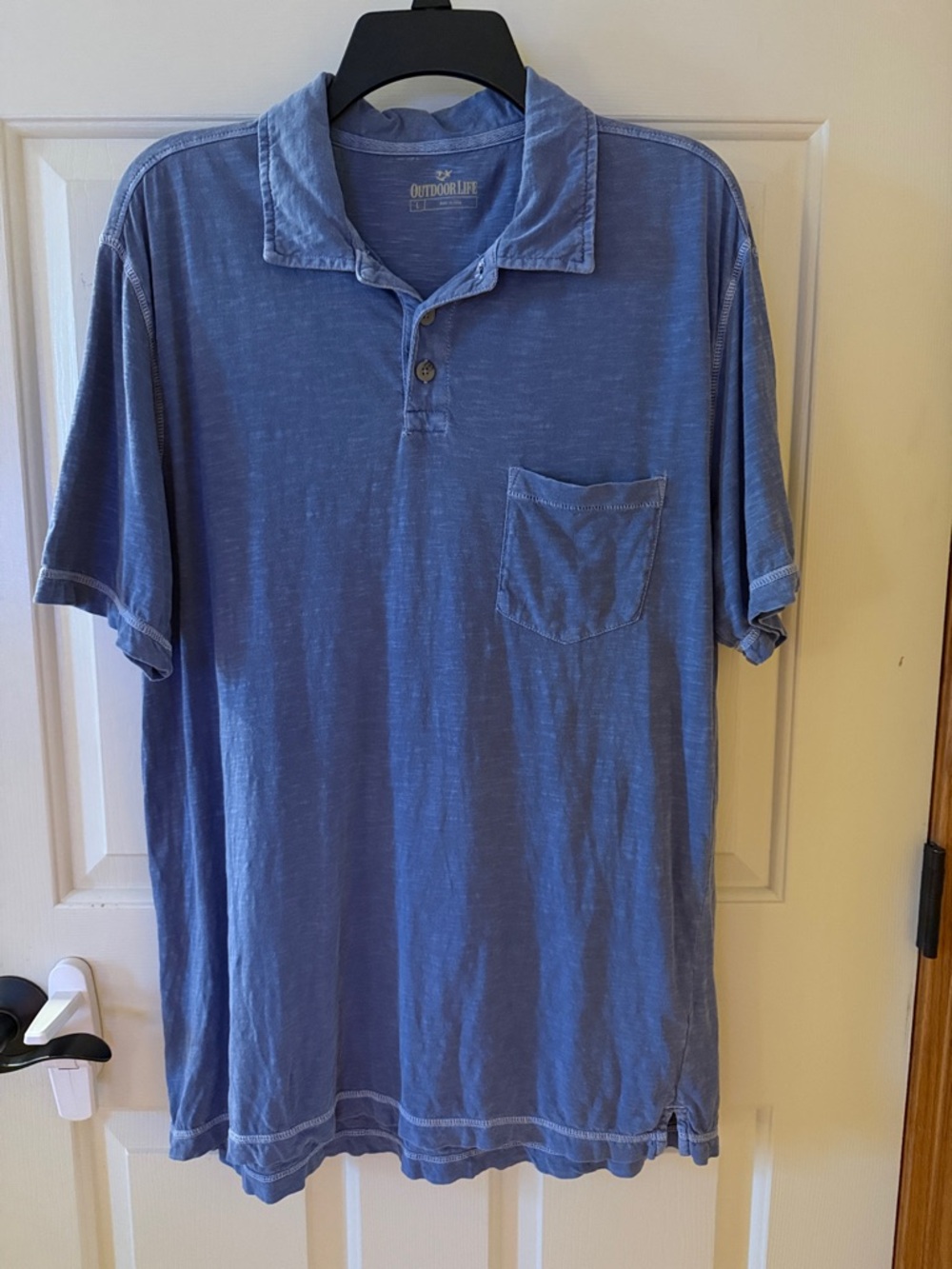 Outdoor Life Washed Blue Short-Sleeve Polo with Chest Pocket by Sears and Kmart